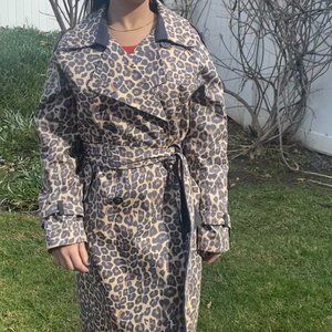 Leopard-Print Trench Coat XL